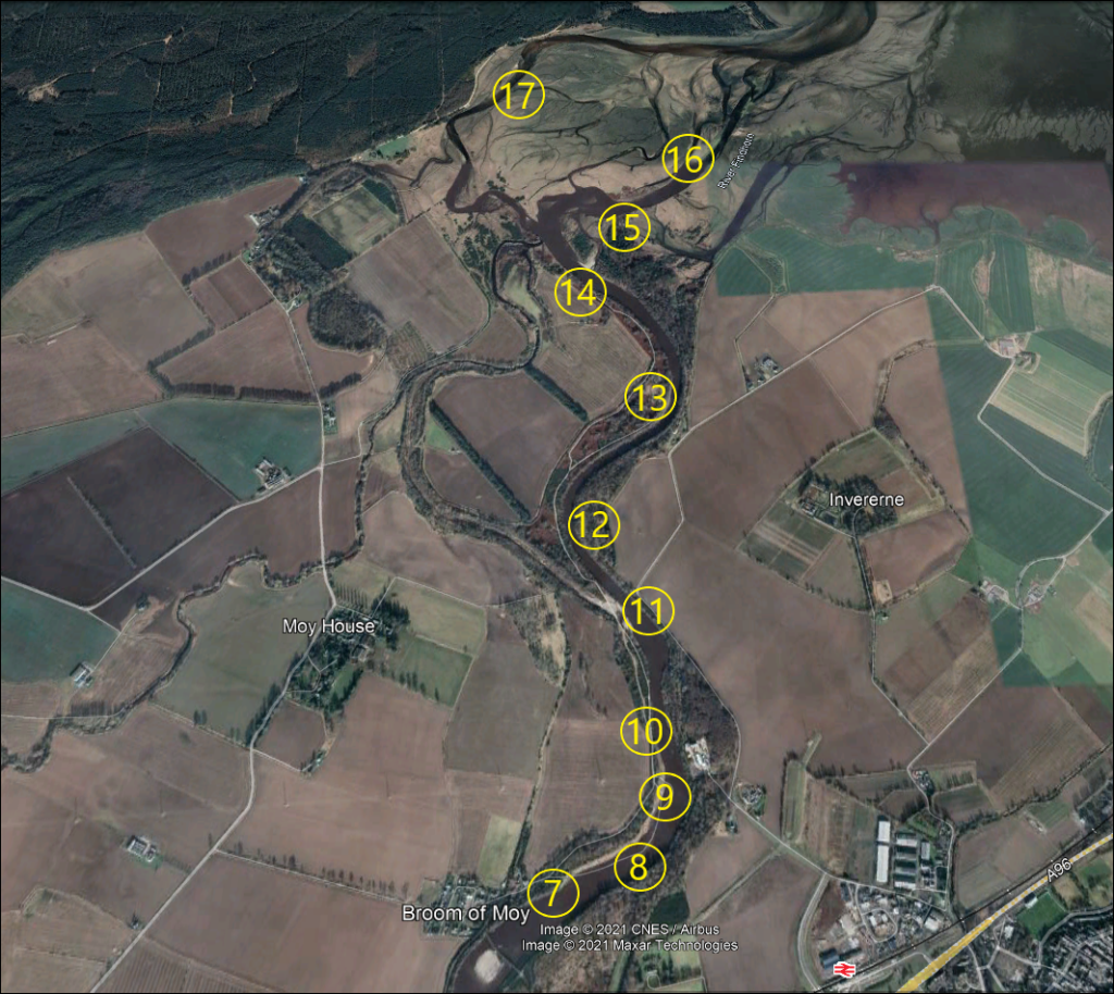 Forres Angling Association Map of Lower Fishing Pools 