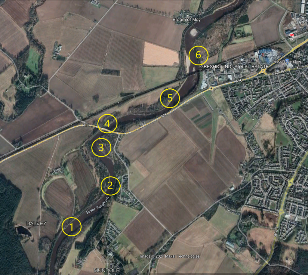 Forres Angling Association Map of Upper Fishing Pools 